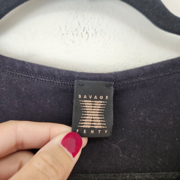 Savage x Fenty Sheer Racerback Black Tank Top Shirt Activewear Women's M - Picture 3 of 3